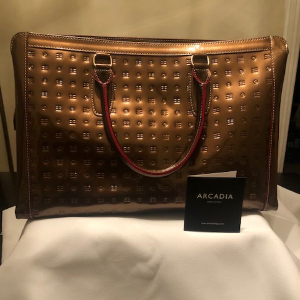 Brown Italian Patent Leather Arcadia Purse